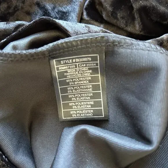 BB Dakota Black Velvet Short Sleeve Mini T-shirt Dress Women's Large - Picture 4 of 4